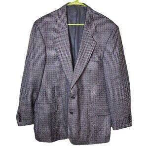 Men’s Wool Tweed Houndstooth Blazer Tailored Sport Coat Fully Lined Classic 44L